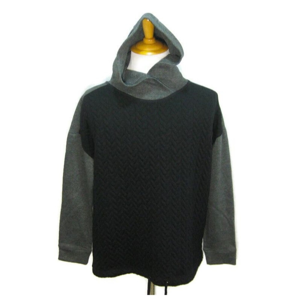 ST JOHN'S BAY Mens (Size XL) Black Gray Athletic Hoodie Fleece Hooded Sweatshirt